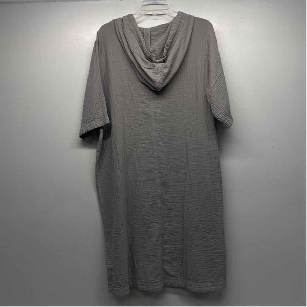 Carbon 2 Cobalt Size Xl Women's Gray Solid Shift Short Sleeve Hoodie Dress