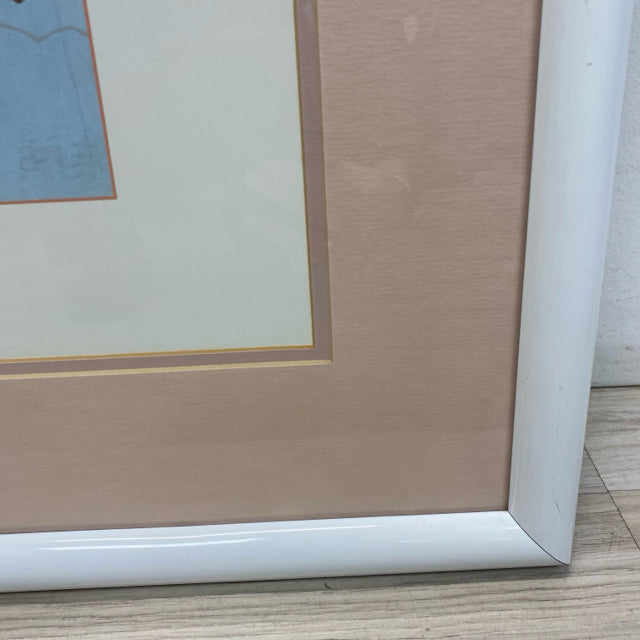 White Framed Painting Christmas in Santa Fe by Amado Maurilio Pena