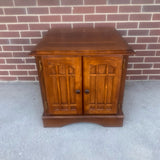 Brown Wood Side Table with 2 Doors