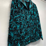 Samuel Dong Women's Size L Teal-Black Pattern Zip Up Jacket