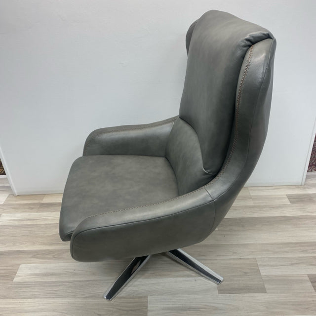 Swivel Gray Leather Chair