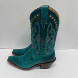 Justin Size 7 Women's Teal Embroidered Western Boots