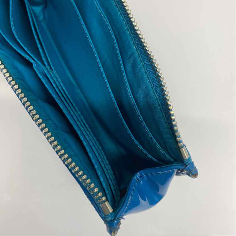 Coach Blue Patent Leather Quilted Wristlet