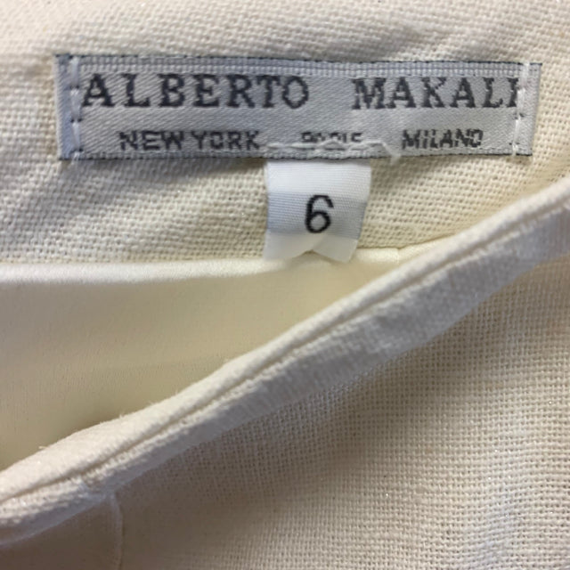 Alberto Makali Size 6 Off White Solid Pencil-Knee Skirt