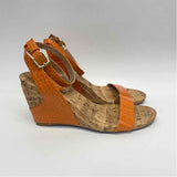 Bandolino Size 8 Women's Orange Animal Print Wedge Sandals