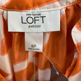 Ann Taylor Loft Size 8-M Women's Peach-White Pattern Button Up Dress