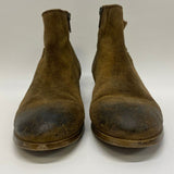 H London Size 38-7 Women's Brown Distressed Side Zip Booties