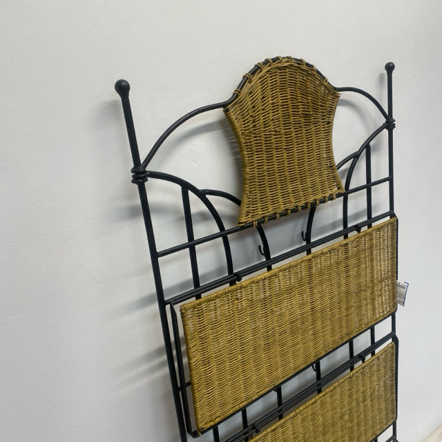 Folding Black-Tan Metal- Wicker Baker's Rack