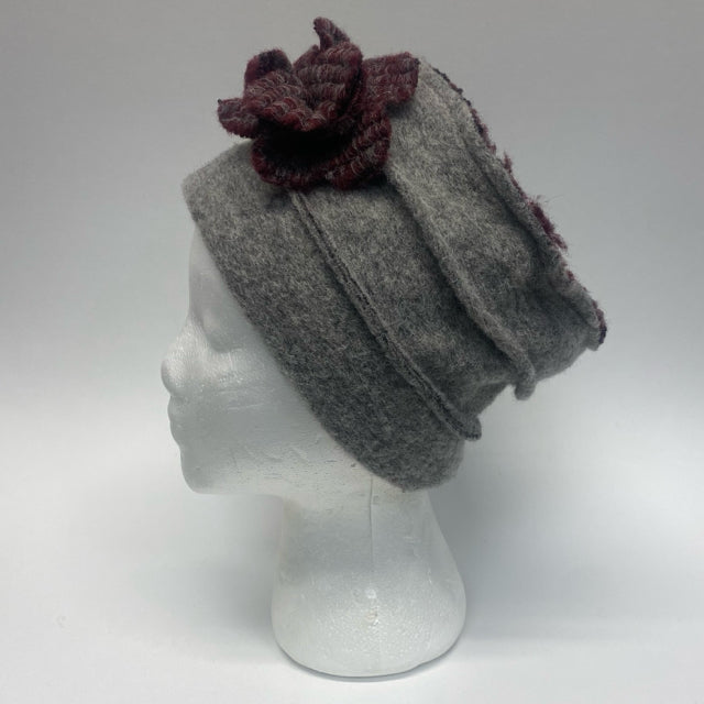 LaFenice Gray-Burgundy Wool Hat