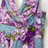 Garnet Hill Size 8-M Women's Purple-Blue Floral Fit And Flare Dress