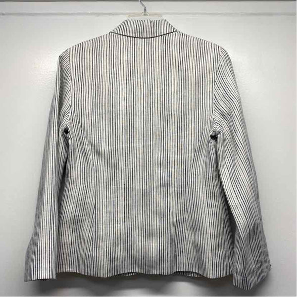 Cartonnier - Anthropologie Women's Size 4-S White-Blue Stripe Blazer Jacket