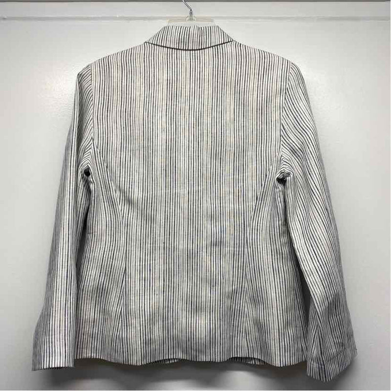 Cartonnier - Anthropologie Women's Size 4-S White-Blue Stripe Blazer Jacket
