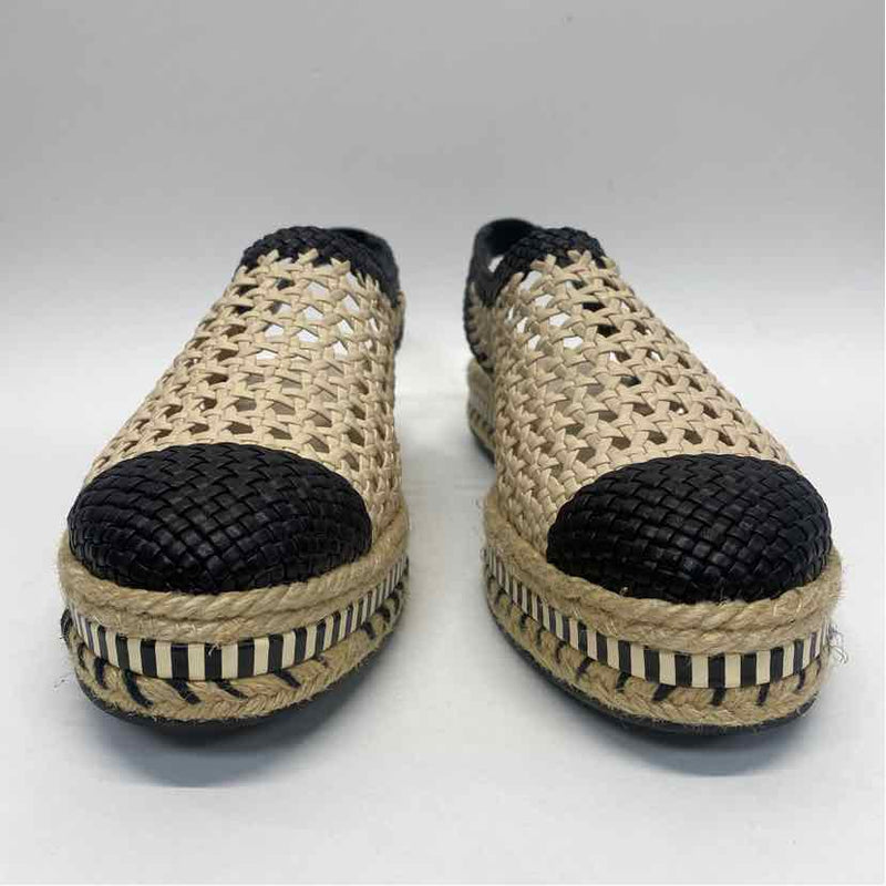 Tory Burch Size 9 Women's Beige-Black Cut Out Slingback Espadrilles Shoes