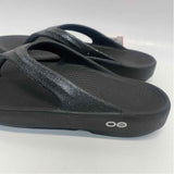 Oofos Size 7 Women's Black Shimmer Camel Toe Sandals