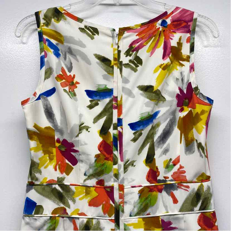 Worth Size 6-S Women's White-Multicolor Pattern Sheath Dress