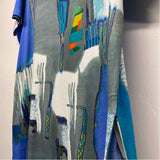 Parsley & Sage Size L Women's Blue-Multi Patchwork Maxi Dress
