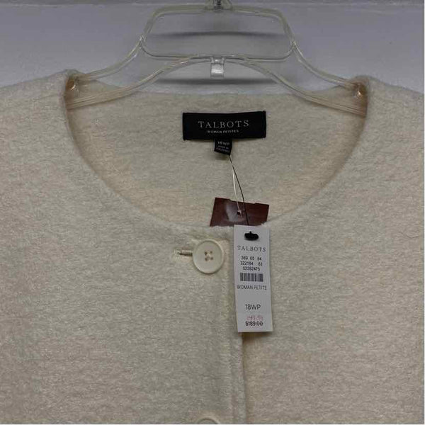 Talbots Women's Size 18-2x Off White Solid Button Up Jacket