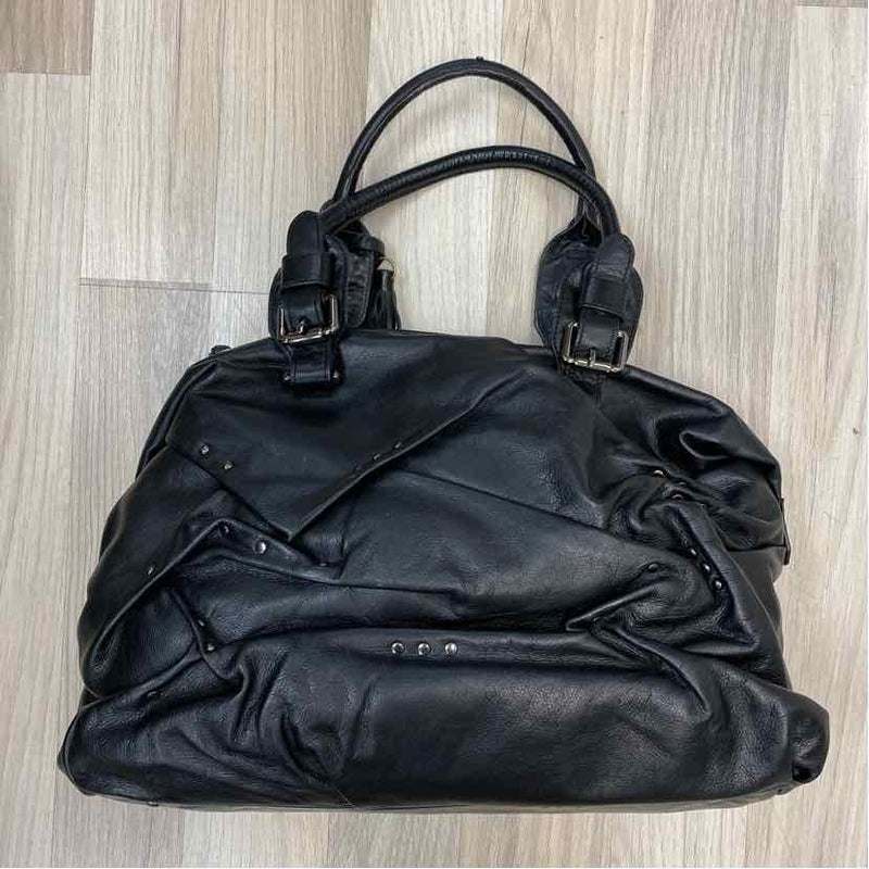 Kenneth Cole Black Leather Solid Satchel Handbag