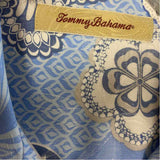 Tommy Bahama Size L Blue-White Silk Pattern Men's Men's Short Sleeve Shirt