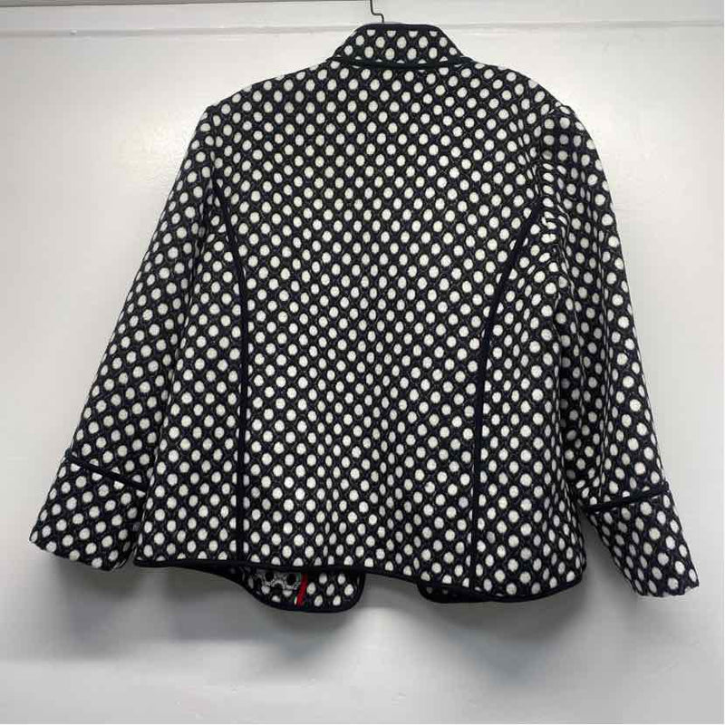 Chico's Women's Size 1-M Black-White Polka Dot Open Front Jacket