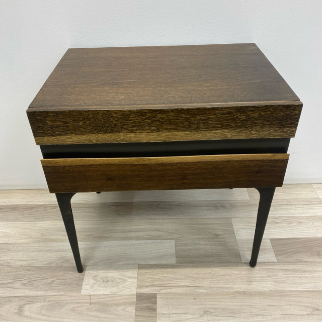 Brown Wood Side Table w One Drawer