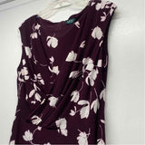 Lauren Ralph Lauren Size 12-L Women's Burgundy-White Pattern Sheath Dress