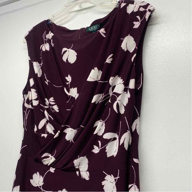 Lauren Ralph Lauren Size 12-L Women's Burgundy-White Pattern Sheath Dress