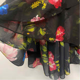 Ted Baker Size 3 Women's Black-Multi Floral High Low Skirt