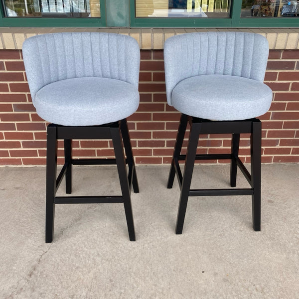 Bar - Pub Swivel Gray Tweed Fabric Stool - Set of 2