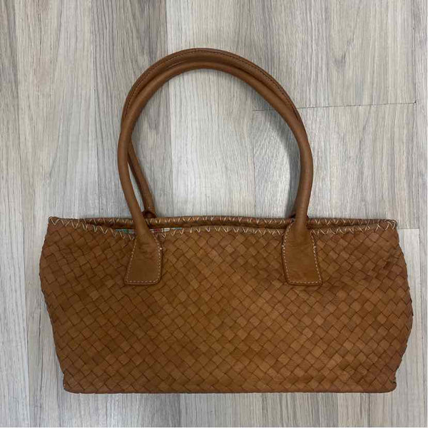 Fossil Brown Leather Woven Satchel Handbag