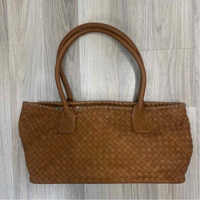 Fossil Brown Leather Woven Satchel Handbag