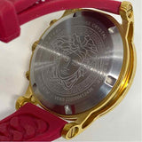 Versace Gold-Red Signature Stainless Steel Round Watch