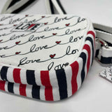 Brighton White-Red Canvas Pattern Crossbody Handbag