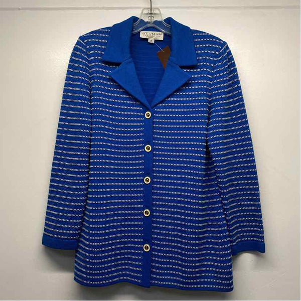 St. John Collection By Marie Gray Women's Size 8-M Blue-White Stripe Jacket