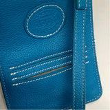Roots Aqua Leather Pebbled Crossbody Handbag