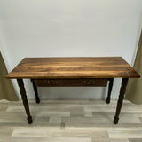 Brown Wood Table with front sliding drawer