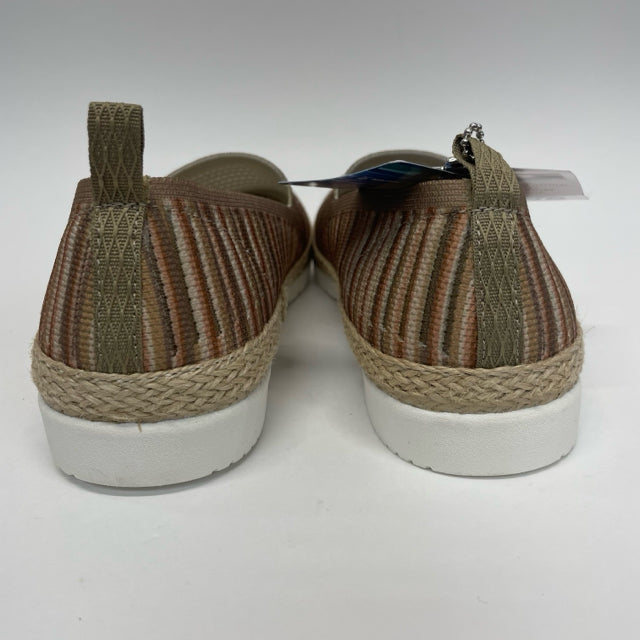 Bobs From Skechers Size 7.5 Women's beige- brown Stripe Slip On Shoes