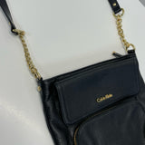 Calvin Klein Black Leather Pebbled Crossbody Handbag