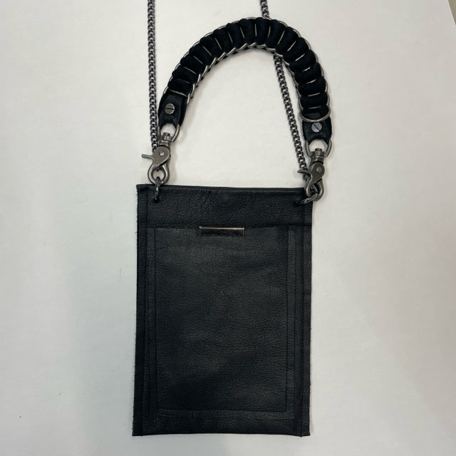 David Galen Black Leather Pebbled Crossbody Handbag