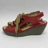 Fly London Size 37-6.5 Women's Red Cut Out Wedge Shoes