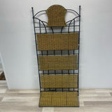 Folding Black-Tan Metal- Wicker Baker's Rack