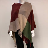 Prajnic Size One Fits All Black-Gray Color Block Poncho-Cape