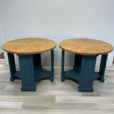 Natural Teal Wood Side Table