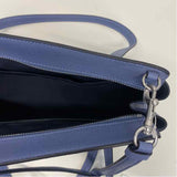 Coach Blue Solid Leather Satchel Handbag