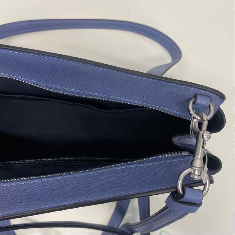 Coach Blue Solid Leather Satchel Handbag
