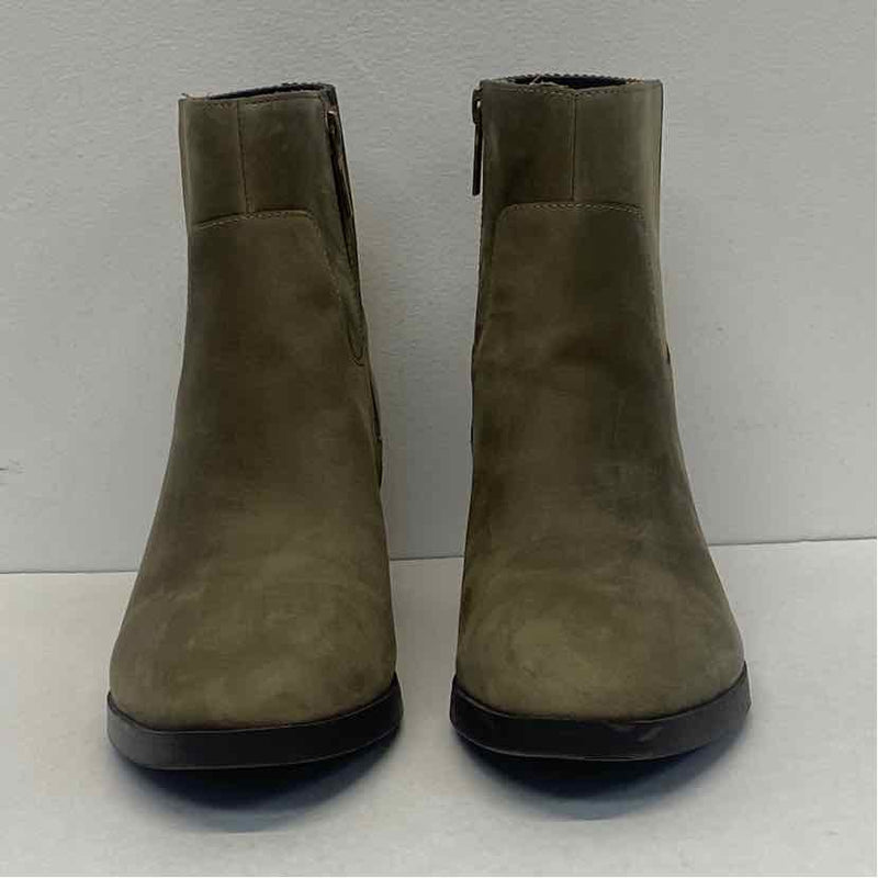 Vionic Shantelle Size 7 Women's Olive Green Solid Zip Up Booties