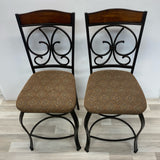 Pair Brown Metal Counter Height Stool