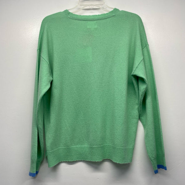 Sundry Size 2-L Women's Light Green Print Crew Neck Sweater