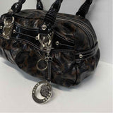 Kathy Van Zeland Brown-Black Faux Leather Animal Print Shoulder Handbag