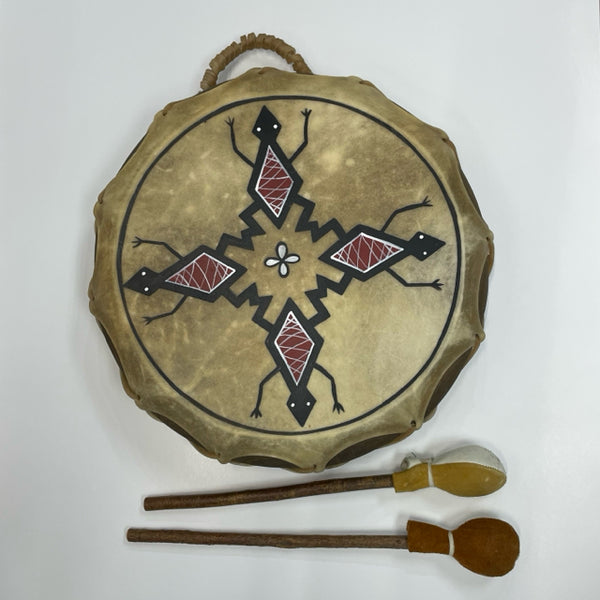 Vintage Native American Handled Drum with 2 Mallets